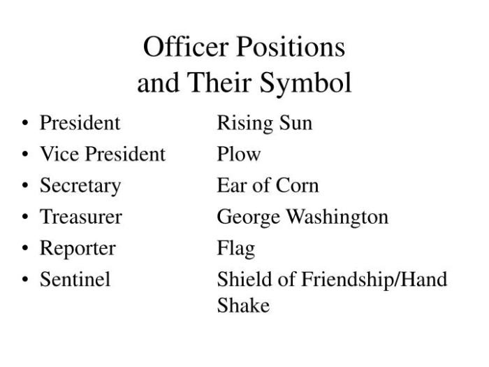 Ffa officer positions in order