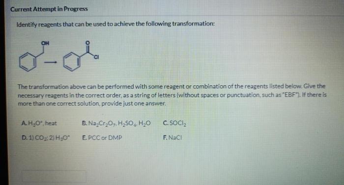 Identify the reagents necessary for the following transformation